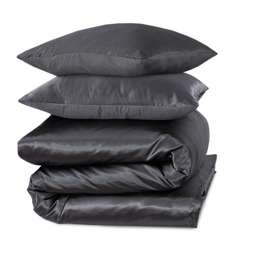Beauty Silk Glanzend Satijnen Dekbedovertrek Antraciet Beauty Silk Glanzend Satijnen Dekbedovertrek Antraciet