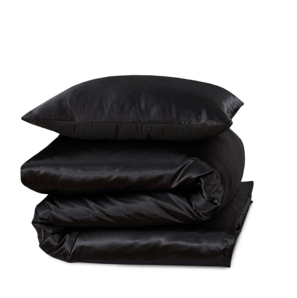 Beauty Silk Glanzend Satijnen Dekbedovertrek Zwart Beauty Silk Glanzend Satijnen Dekbedovertrek Zwart