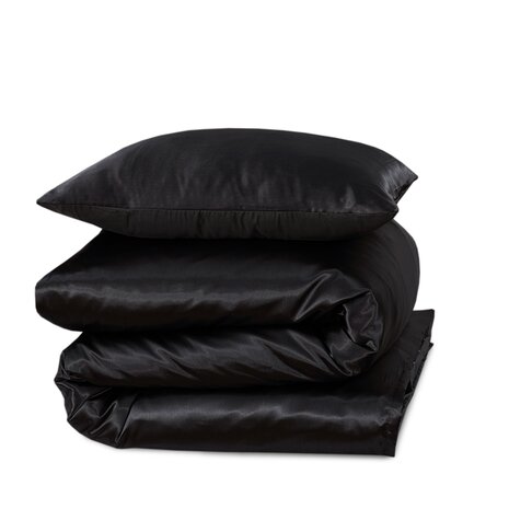 Beauty Silk Glänzender Satin-Bettbezug Schwarz