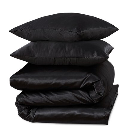 Beauty Silk Shiny Satin Duvet Cover Black