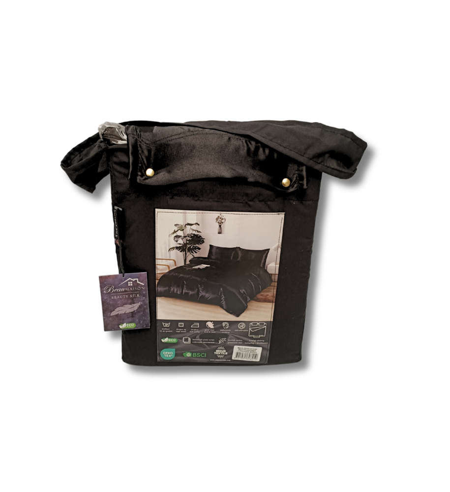 Beauty Silk Glanzend Satijnen Dekbedovertrek Zwart Beauty Silk Glanzend Satijnen Dekbedovertrek Zwart