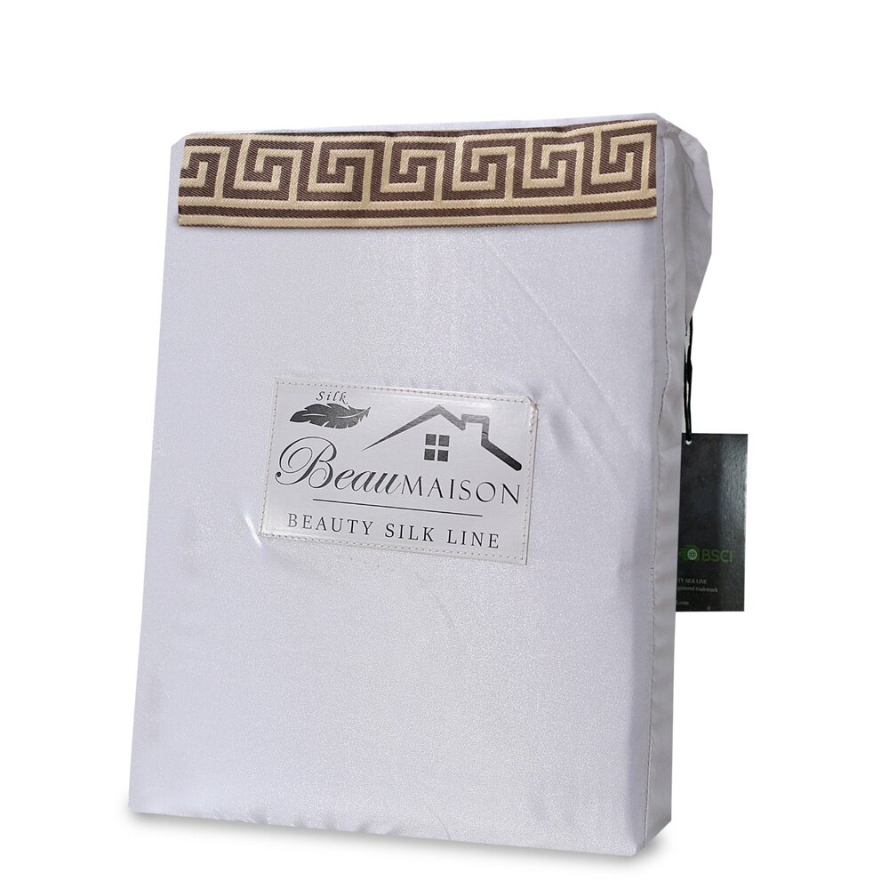 Beauty Silk Glanzend Satijnen Dekbedovertrek met Lace / Griekse Sleutel / Versace - White Beauty Silk Glanzend Satijnen Dekbedovertrek met Lace / Griekse Sleutel / Versace - White