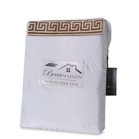 Beauty Silk Glanzend Satijnen Dekbedovertrek met Lace / Griekse Sleutel / Versace - White Beauty Silk Glanzend Satijnen Dekbedovertrek met Lace / Griekse Sleutel / Versace - White