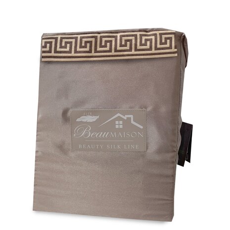 Beauty Silk Glänzender Satin-Bettbezug mit Spitze - Taupe
