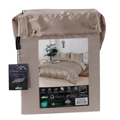 Beauty Silk Glanzend Satijnen Dekbedovertrek met Lace / Griekse Sleutel / Versace - Taupe Beauty Silk Glanzend Satijnen Dekbedovertrek met Lace / Griekse Sleutel / Versace - Taupe