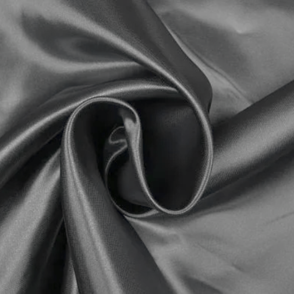 Beauty Silk Glänzender Satin-Bettbezug mit Spitze - Grau
