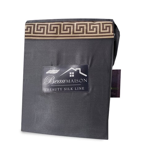 Beauty Silk Glänzender Satin-Bettbezug mit Spitze - Grau