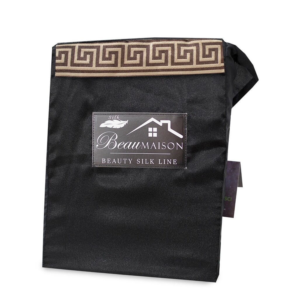 Beauty Silk Glanzend Satijnen Dekbedovertrek met Lace / Griekse Sleutel / Versace - Zwart