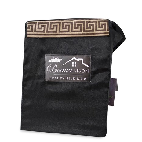 Beauty Silk Shiny Satin Duvet Cover with Lace - Black