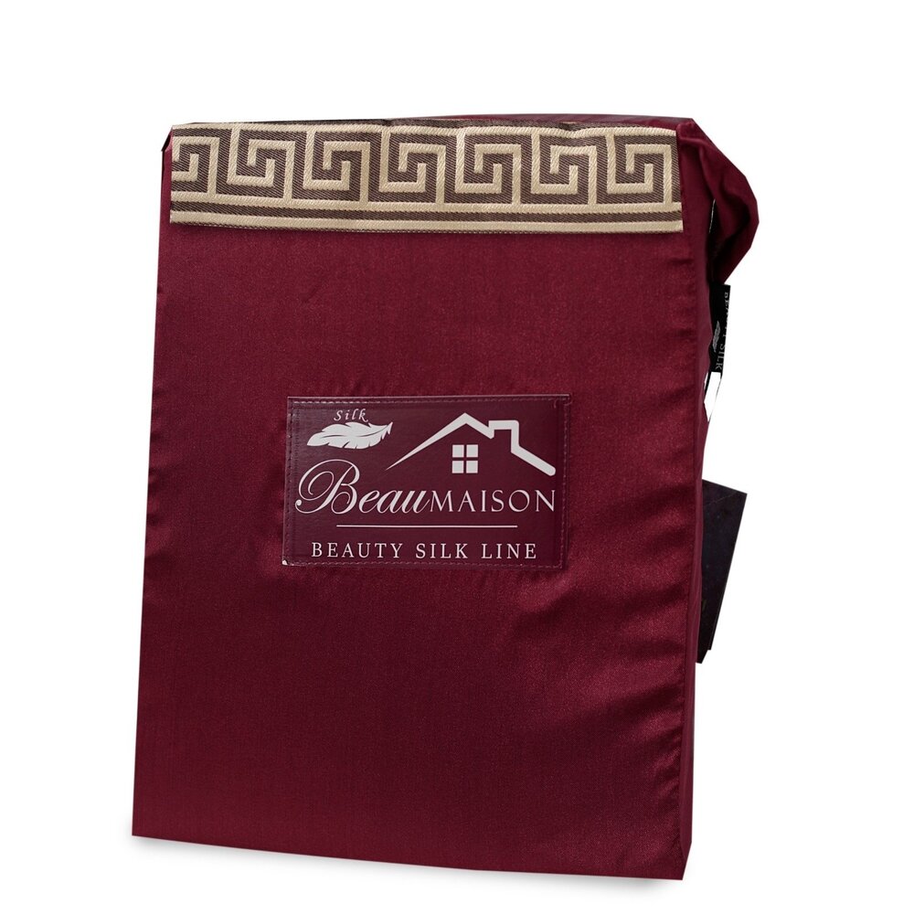Beauty Silk Shiny Satin Duvet Cover with Lace - Burgundy