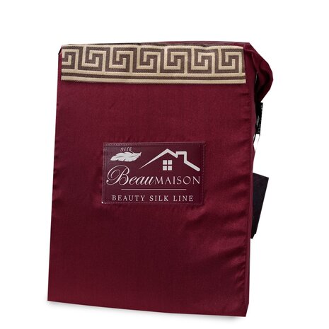 Beauty Silk Glanzend Satijnen Dekbedovertrek met Lace / Griekse Sleutel / Versace - Burgundy