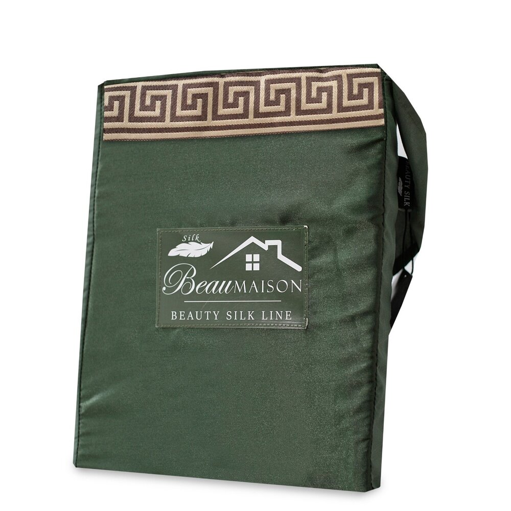 Beauty Silk Shiny Satin Duvet Cover with Lace - Green