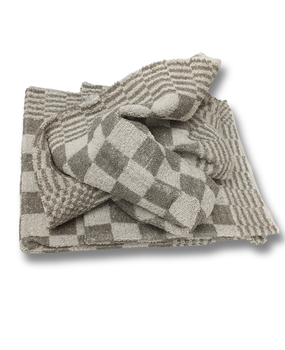 Beau Maison Keukendoek - Handdoek Geblokt Grijs