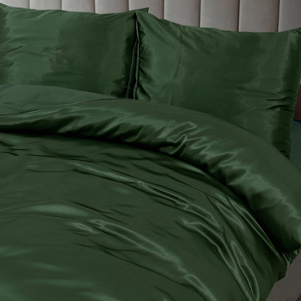 Beauty Silk Glänzender Satin Bettbezug Grün Beauty Silk Glänzender Satin Bettbezug Grün