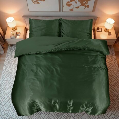 Beauty Silk Shiny Satin Duvet Cover Green