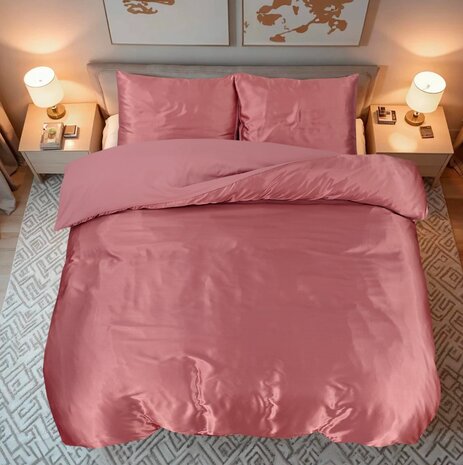 Beauty Silk Glänzender Satin-Bettbezug Rosenholz