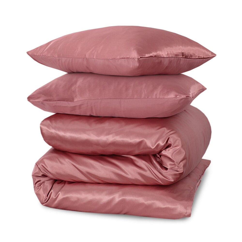 Beauty Silk Glänzender Satin-Bettbezug Rosenholz