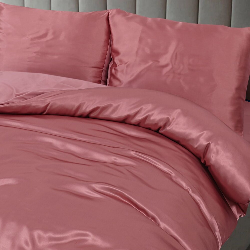 Beauty Silk Shiny Satin Duvet Cover Rose Wood