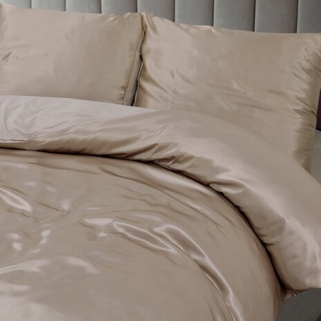 Beauty Silk Shiny Satin Duvet Cover Champagne / Taupe