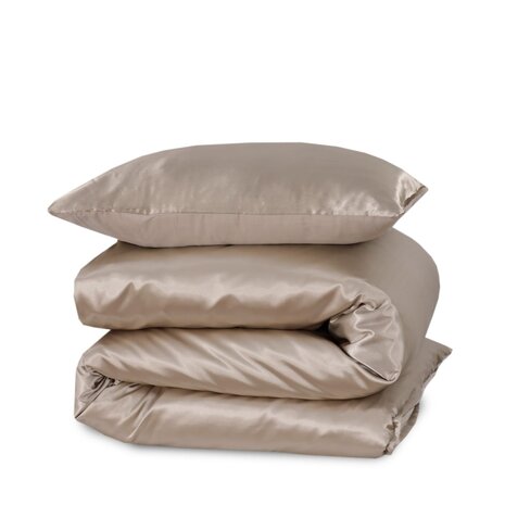 Beauty Silk Shiny Satin Duvet Cover Champagne / Taupe