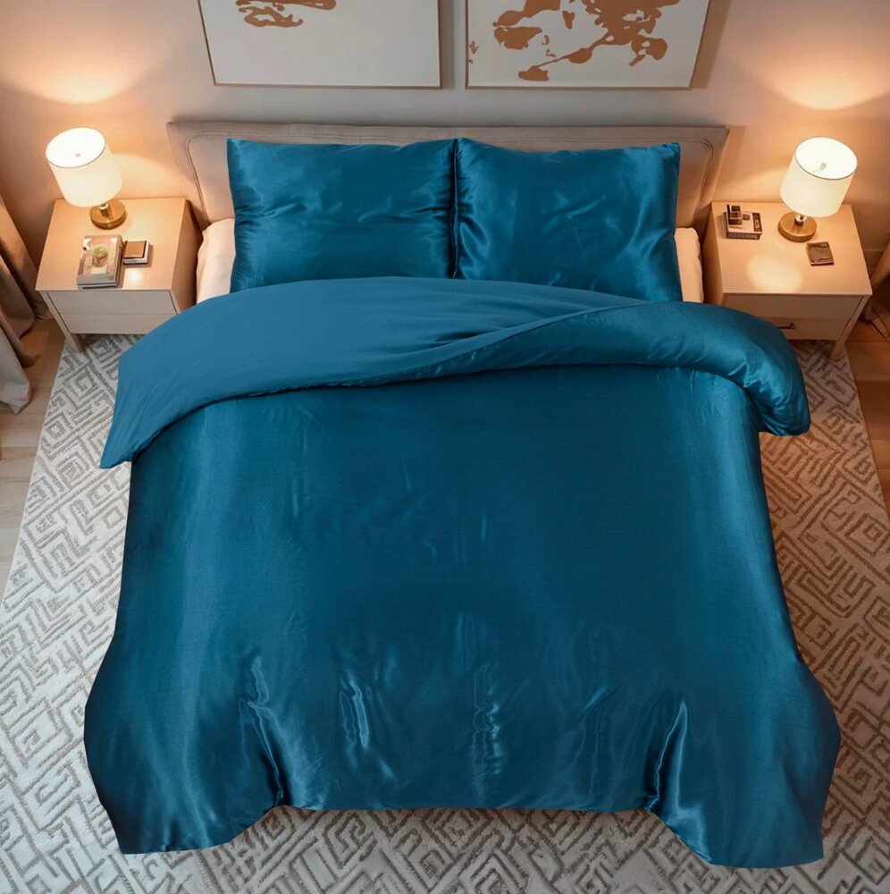 Beauty Silk Bettbezug aus glänzendem Satin Petrolblau Beauty Silk Bettbezug aus glänzendem Satin Petrolblau