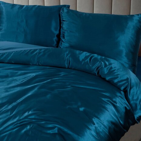 Beauty Silk Bettbezug aus glänzendem Satin Petrolblau Beauty Silk Bettbezug aus glänzendem Satin Petrolblau