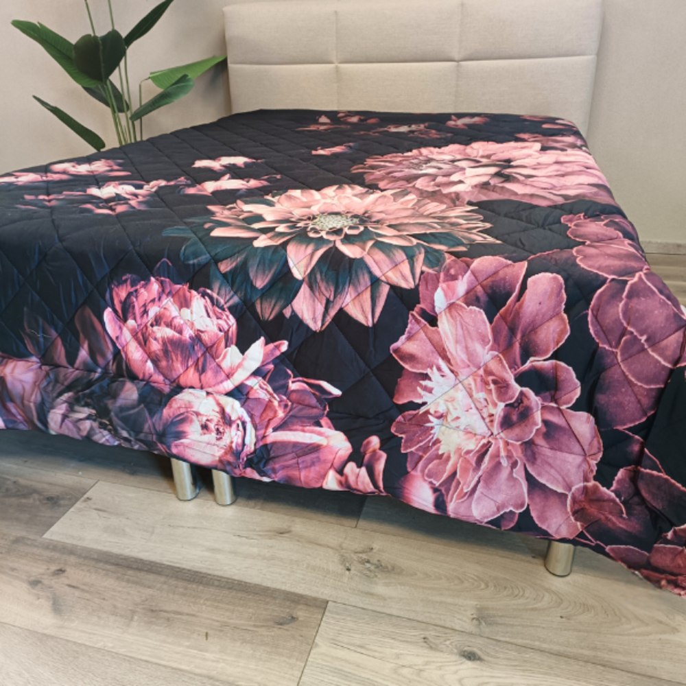 Overige Merken Tagesdecke Baumwollsatin Bed of Roses - Doppelseitige Tagesdecke
