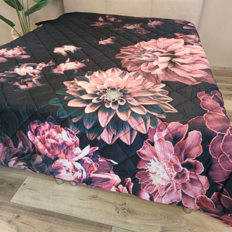 Overige Merken Bedspread Cotton Satin Bed of Roses- Double-sided Bedspread