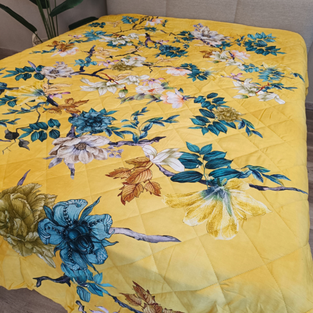 Overige Merken Easy Dekbed Zomer Dreamy Floral Yellow Blue - Katoen Satijn Bedsprei
