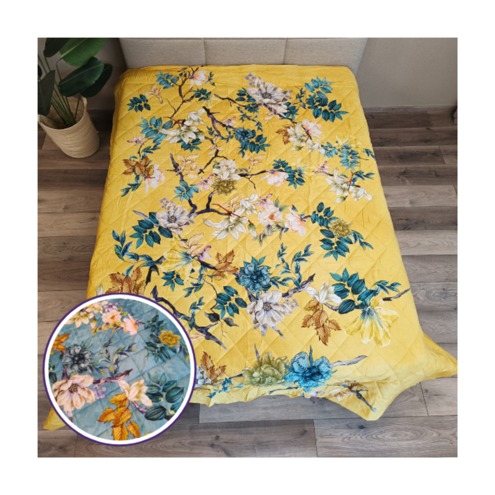 Overige Merken Easy Dekbed Zomer Dreamy Floral Yellow Blue - Katoen Satijn Bedsprei