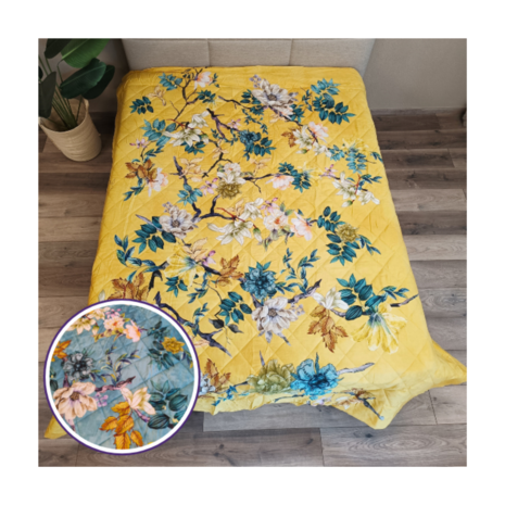 Overige Merken Easy Dekbed Zomer Dreamy Floral Yellow Blue - Katoen Satijn Bedsprei