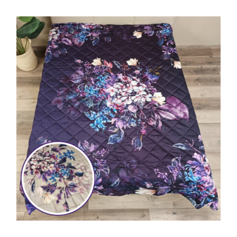 Overige Merken Tagesdecke aus Baumwollsatin, verträumtes Blumenmuster, doppelseitig, 200 TC Overige Merken Tagesdecke aus Baumwollsatin, verträumtes Blumenmuster, doppelseitig, 200 TC