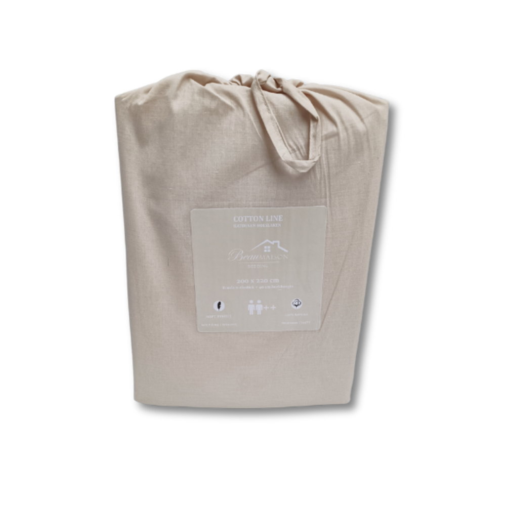Beau Maison Cotton Fitted Sheet Sand – Natural Elegance with Sustainable Packaging & OEKO-TEX Certification Beau Maison Cotton Fitted Sheet Sand – Natural Elegance with Sustainable Packaging & OEKO-TEX Certification