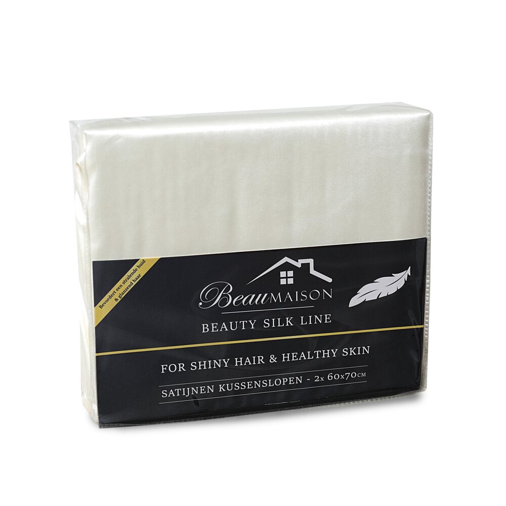Beauty Silk Kussenslopen Satijn Crème - 2 stuks