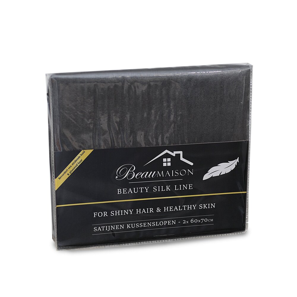 Beauty Silk Kussenslopen Satijn Antraciet - 2 stuks Beauty Silk Kussenslopen Satijn Antraciet - 2 stuks