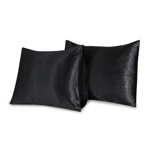 Beauty Silk Tapestry cushions Satin Black - 2 pieces
