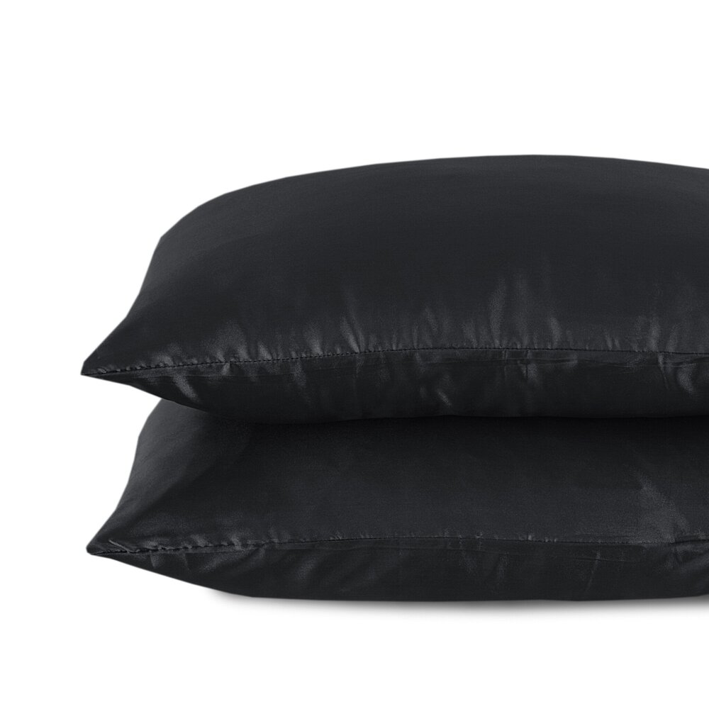 Beauty Silk Tapestry cushions Satin Black - 2 pieces