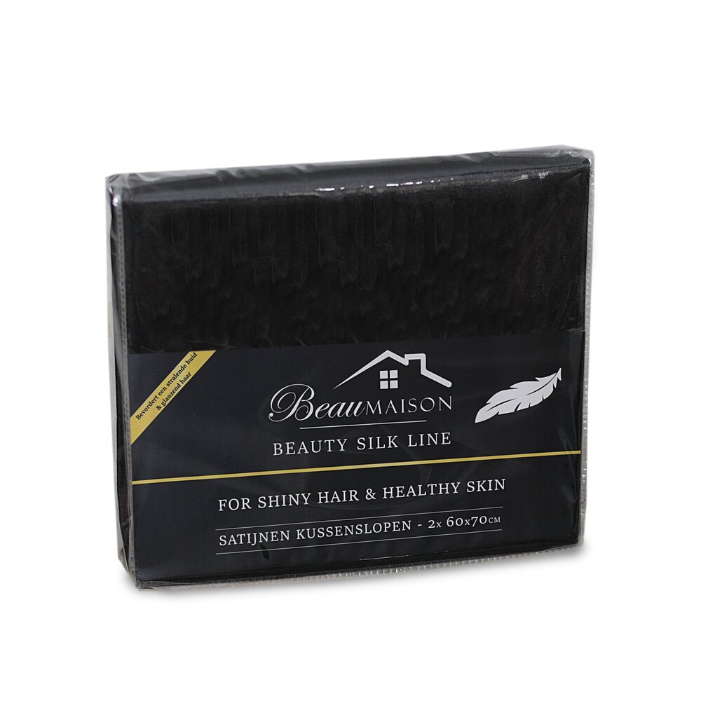 Beauty Silk Gobelinkissen Satin Black - 2 Stück