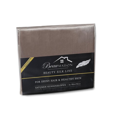 Beauty Silk Satin Kissenbezüge Taupe / Champagner 2 Stück