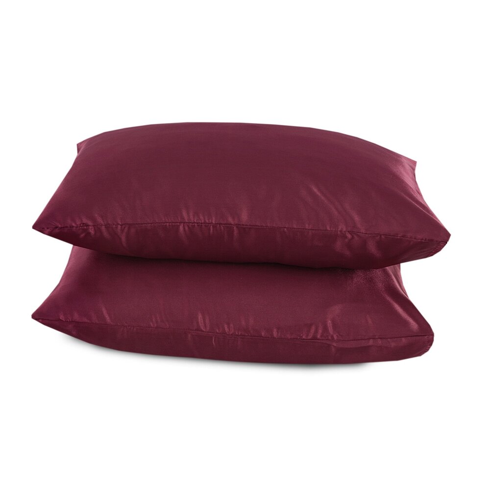 Beauty Silk Kussenslopen Satijn Burgundy - 2 stuks Beauty Silk Kussenslopen Satijn Burgundy - 2 stuks