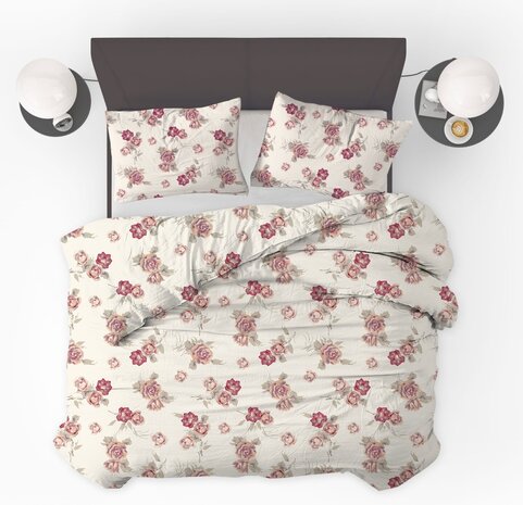 Beau Maison Flowers Diamond Pink Kant en Klaar Dekbed / Dekbed Zonder Overtrek