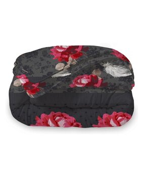Beau Maison VORBESTELLUNG! Bedruckte Bettdecke Rosen Schwarz Rot | Ganzjährig | Easy Duvet
