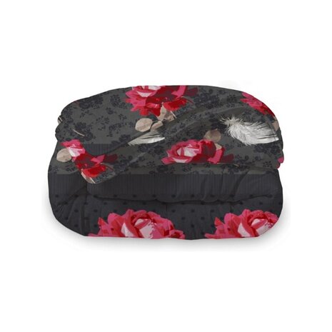 Beau Maison Roses Black Red Kant en Klaar Dekbed / Dekbed Zonder Overtrek Beau Maison Roses Black Red Kant en Klaar Dekbed / Dekbed Zonder Overtrek