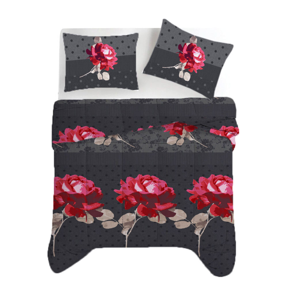 Beau Maison Roses Black Red Kant en Klaar Dekbed / Dekbed Zonder Overtrek Beau Maison Roses Black Red Kant en Klaar Dekbed / Dekbed Zonder Overtrek