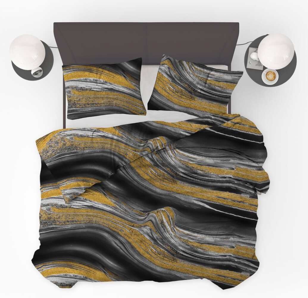 Beau Maison Marble Black Gold | Microvezel Dekbedovertrek