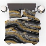 Beau Maison Bettbezug Marmor Schwarz Gold