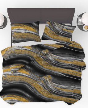 Beau Maison Bettbezug Marmor Schwarz Gold