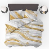 Beau Maison Bettbezug Marmor Weiß Gold