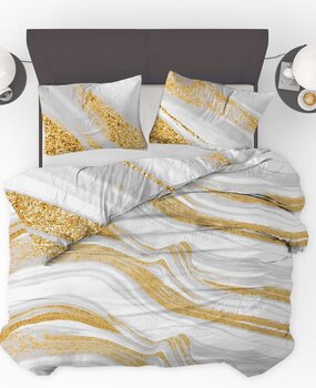 Beau Maison Dekbedovertrek Marble White Gold