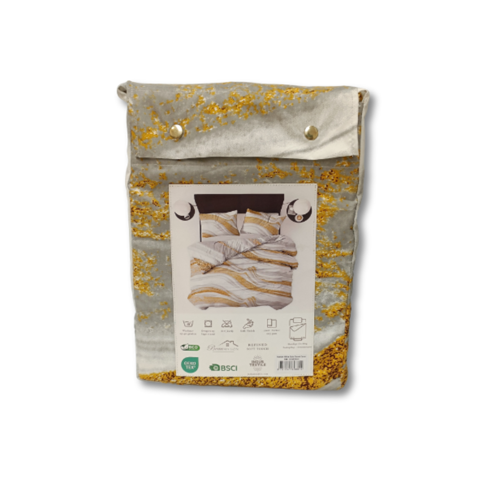 Beau Maison Marmor Weiß Gold | Mikrofaser Bettbezug